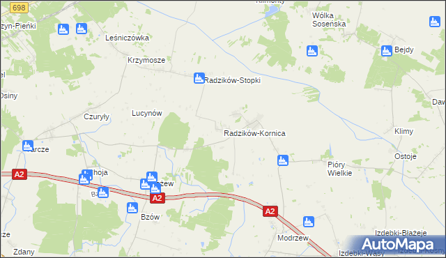 mapa Radzików-Kornica, Radzików-Kornica na mapie Targeo