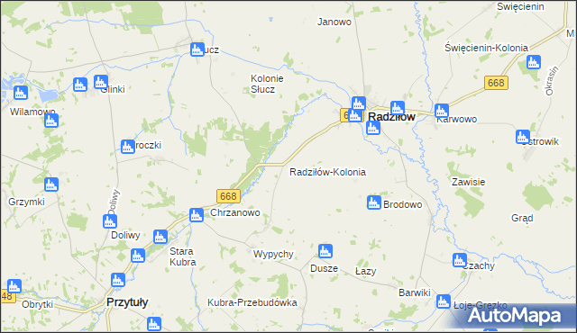 mapa Radziłów-Kolonia, Radziłów-Kolonia na mapie Targeo