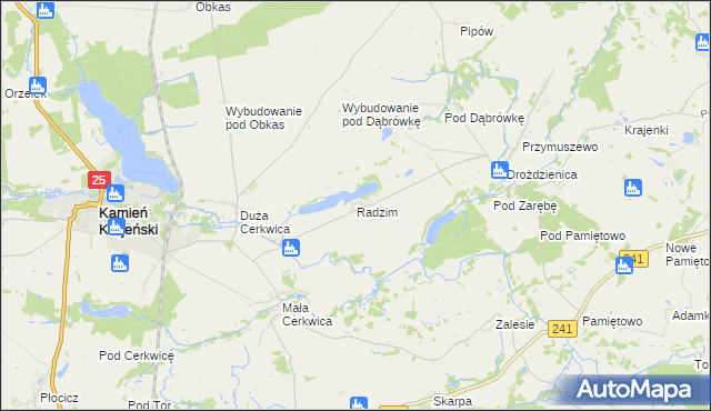 mapa Radzim gmina Kamień Krajeński, Radzim gmina Kamień Krajeński na mapie Targeo