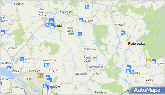 mapa Radzimów, Radzimów na mapie Targeo