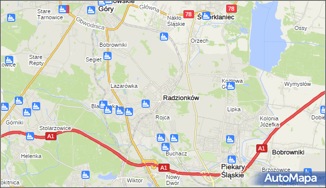 mapa Radzionków, Radzionków na mapie Targeo