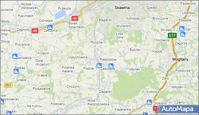 mapa Radziszów, Radziszów na mapie Targeo
