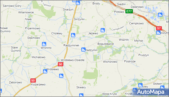 mapa Radzymin gmina Naruszewo, Radzymin gmina Naruszewo na mapie Targeo