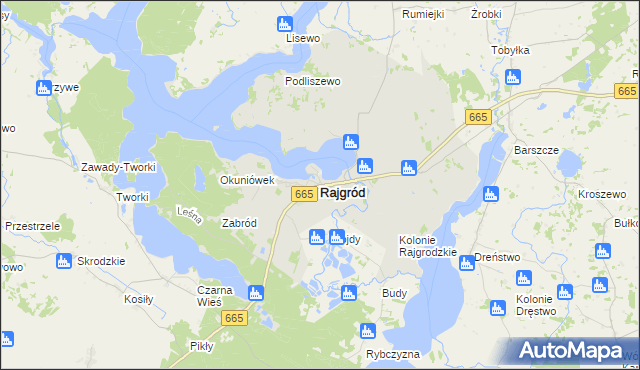 mapa Rajgród powiat grajewski, Rajgród powiat grajewski na mapie Targeo