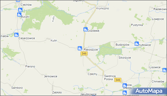 mapa Rakoszyce, Rakoszyce na mapie Targeo
