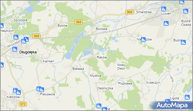 mapa Raków gmina Długołęka, Raków gmina Długołęka na mapie Targeo