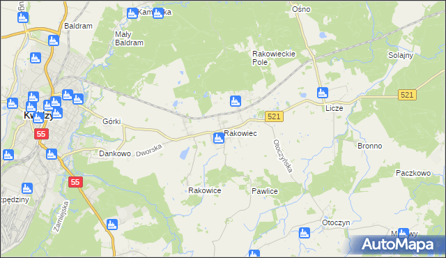 mapa Rakowiec gmina Kwidzyn, Rakowiec gmina Kwidzyn na mapie Targeo