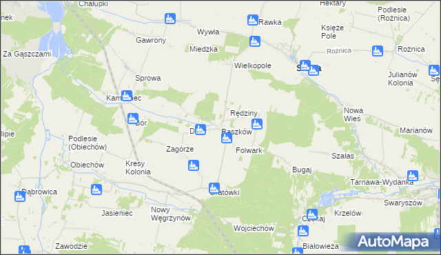 mapa Raszków gmina Słupia, Raszków gmina Słupia na mapie Targeo