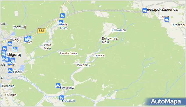 mapa Ratwica, Ratwica na mapie Targeo