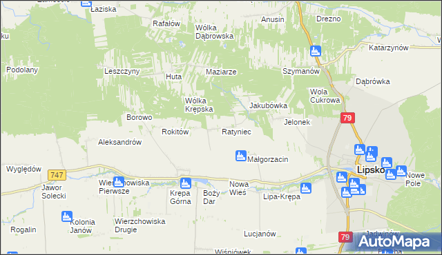 mapa Ratyniec, Ratyniec na mapie Targeo