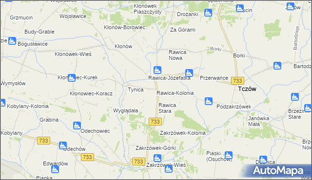 mapa Rawica-Kolonia, Rawica-Kolonia na mapie Targeo