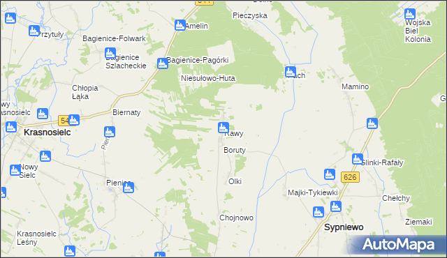 mapa Rawy gmina Sypniewo, Rawy gmina Sypniewo na mapie Targeo