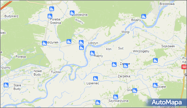 mapa Rażny, Rażny na mapie Targeo