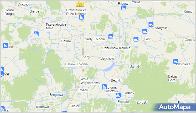 mapa Rdzuchów, Rdzuchów na mapie Targeo