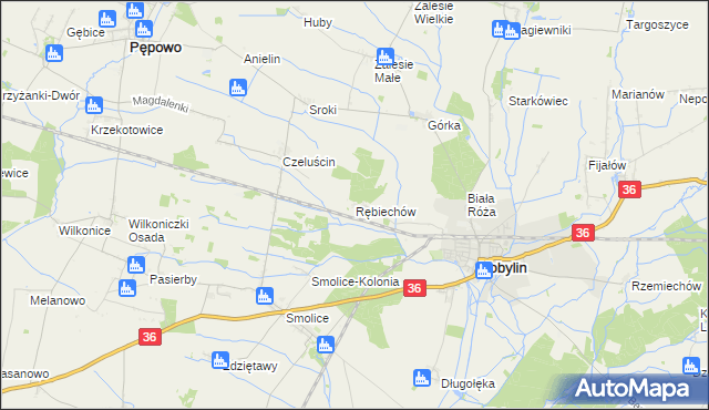 mapa Rębiechów, Rębiechów na mapie Targeo