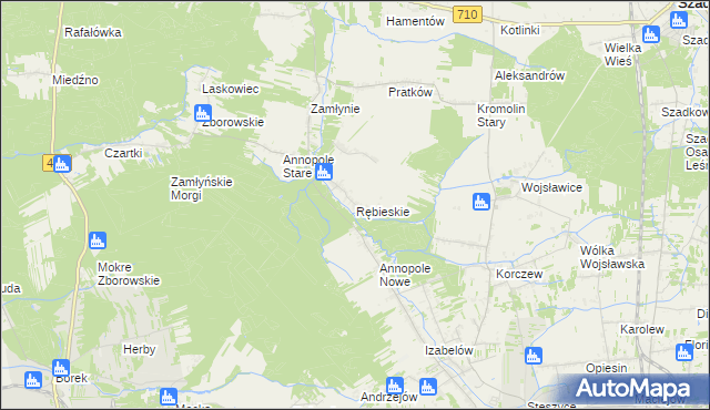 mapa Rębieskie, Rębieskie na mapie Targeo