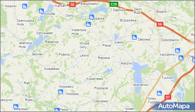 mapa Rębiska gmina Szemud, Rębiska gmina Szemud na mapie Targeo