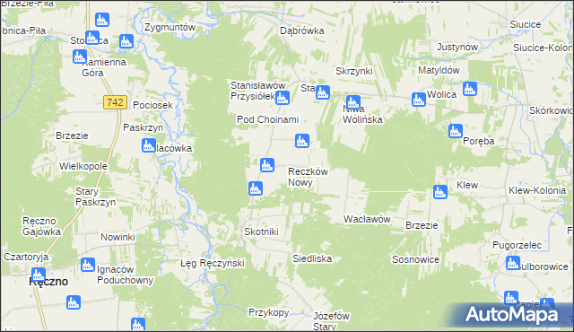 mapa Reczków Nowy, Reczków Nowy na mapie Targeo