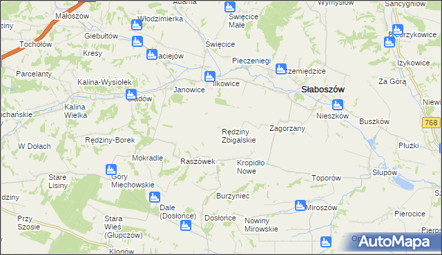 mapa Rędziny Zbigalskie, Rędziny Zbigalskie na mapie Targeo