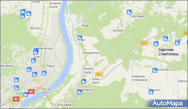 mapa Reptowo gmina Dąbrowa Chełmińska, Reptowo gmina Dąbrowa Chełmińska na mapie Targeo