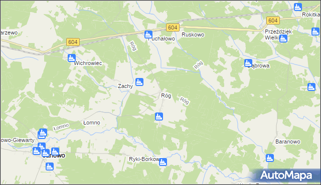 mapa Róg gmina Janowo, Róg gmina Janowo na mapie Targeo