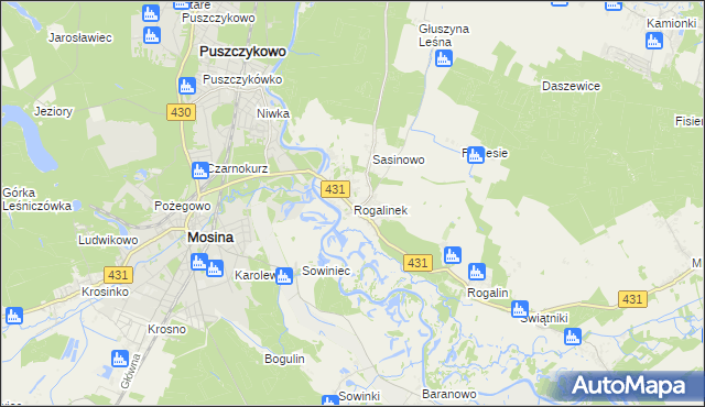 mapa Rogalinek, Rogalinek na mapie Targeo