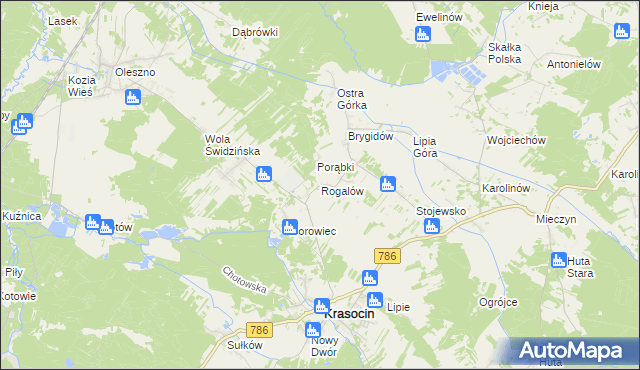 mapa Rogalów gmina Krasocin, Rogalów gmina Krasocin na mapie Targeo