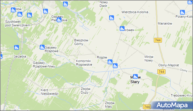 mapa Rogów gmina Mirów, Rogów gmina Mirów na mapie Targeo