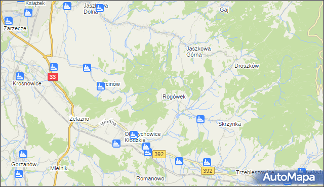 mapa Rogówek gmina Kłodzko, Rogówek gmina Kłodzko na mapie Targeo