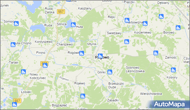 mapa Rogowo powiat rypiński, Rogowo powiat rypiński na mapie Targeo