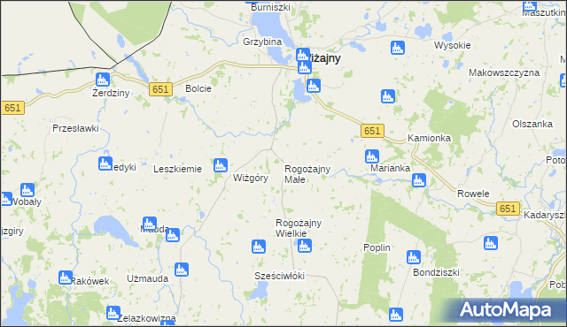 mapa Rogożajny Małe, Rogożajny Małe na mapie Targeo