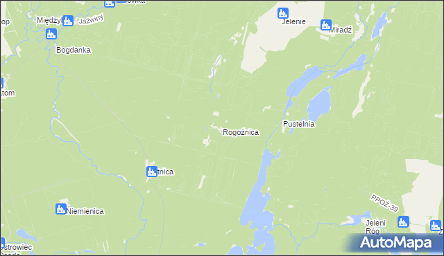 mapa Rogoźnica gmina Drawno, Rogoźnica gmina Drawno na mapie Targeo