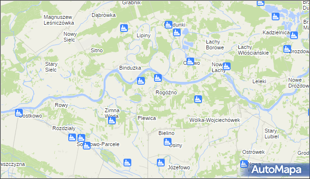 mapa Rogóźno gmina Rząśnik, Rogóźno gmina Rząśnik na mapie Targeo