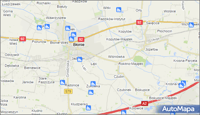 mapa Rokitno gmina Błonie, Rokitno gmina Błonie na mapie Targeo