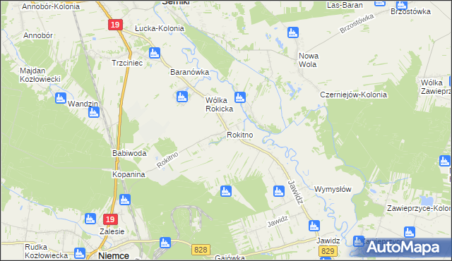 mapa Rokitno gmina Lubartów, Rokitno gmina Lubartów na mapie Targeo
