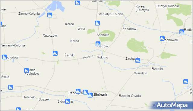 mapa Rokitno gmina Ulhówek, Rokitno gmina Ulhówek na mapie Targeo