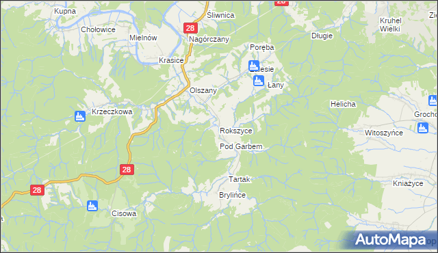 mapa Rokszyce gmina Krasiczyn, Rokszyce gmina Krasiczyn na mapie Targeo