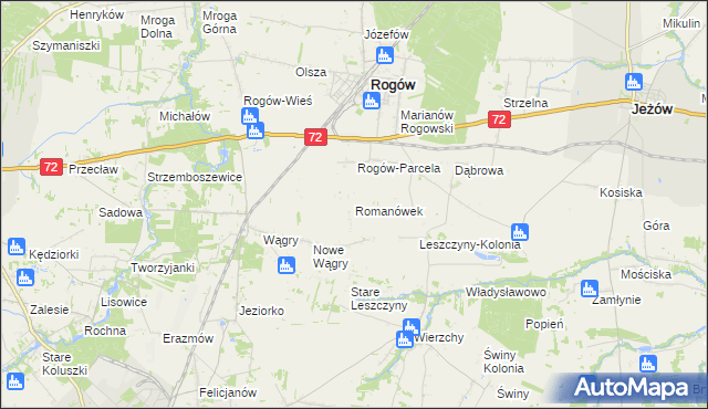 mapa Romanówek, Romanówek na mapie Targeo