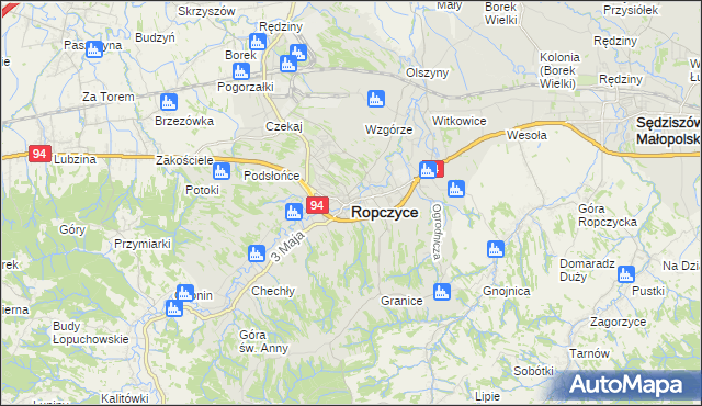 mapa Ropczyce, Ropczyce na mapie Targeo