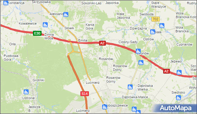 mapa Rosanów, Rosanów na mapie Targeo