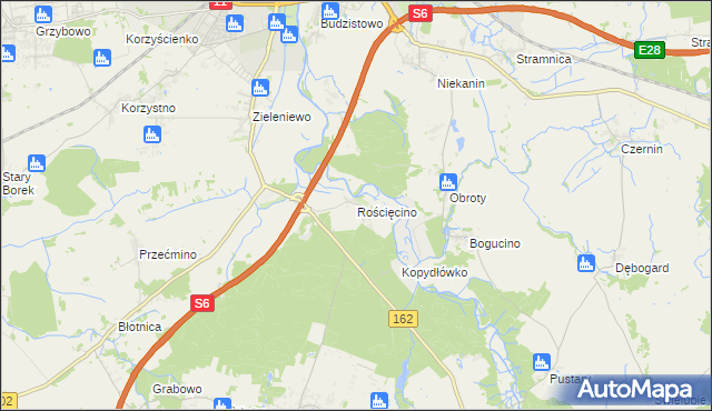 mapa Rościęcino, Rościęcino na mapie Targeo