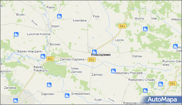 mapa Rościszewo powiat sierpecki, Rościszewo powiat sierpecki na mapie Targeo