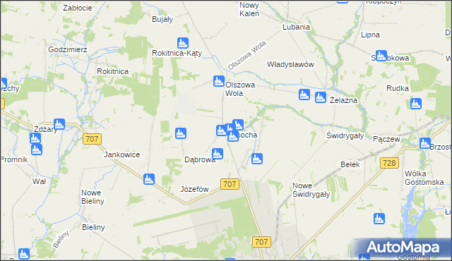 mapa Rosocha gmina Nowe Miasto nad Pilicą, Rosocha gmina Nowe Miasto nad Pilicą na mapie Targeo