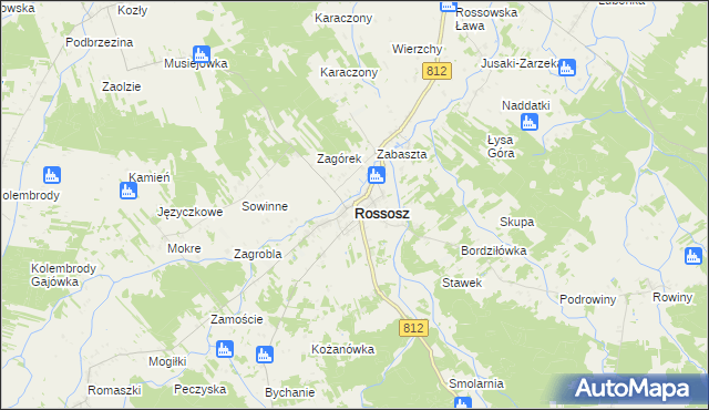 mapa Rossosz powiat bialski, Rossosz powiat bialski na mapie Targeo