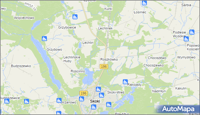mapa Roszkówko gmina Skoki, Roszkówko gmina Skoki na mapie Targeo