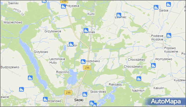 mapa Roszkowo gmina Skoki, Roszkowo gmina Skoki na mapie Targeo