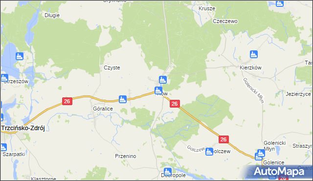 mapa Rów gmina Myślibórz, Rów gmina Myślibórz na mapie Targeo