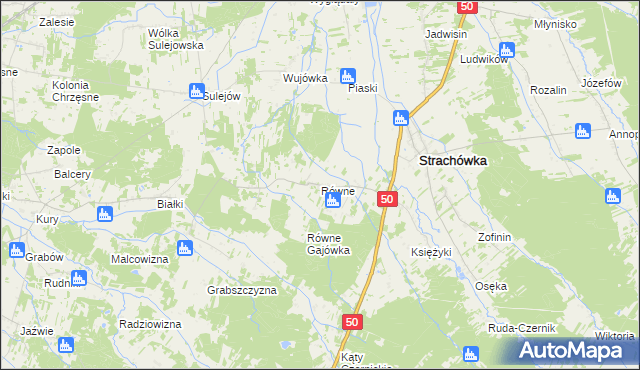 mapa Równe gmina Strachówka, Równe gmina Strachówka na mapie Targeo