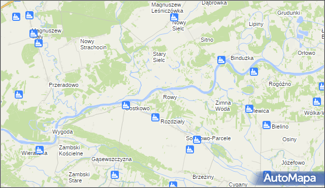 mapa Rowy gmina Obryte, Rowy gmina Obryte na mapie Targeo