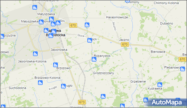 mapa Różanystok, Różanystok na mapie Targeo